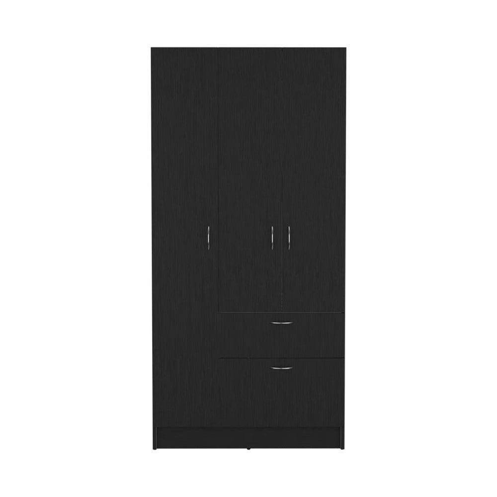 HomeRoots Two Piece Brown and Black Contemporary Bedroom Set with Ample Storage and Modern Design Elegance 530255