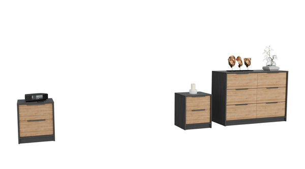 HomeRoots Three Piece Brown and Black Bedroom Set - Modern Style, Ample Storage, and Sleek Design for Your Retreat 530258