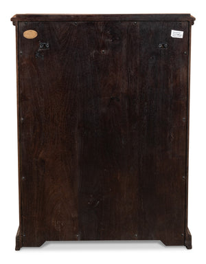 Sarreid Innsbruck Cabinet - Solid Acacia Wood With Elegant Fruitwood Finish & Iron Key Escutcheon Plate Brown  53025