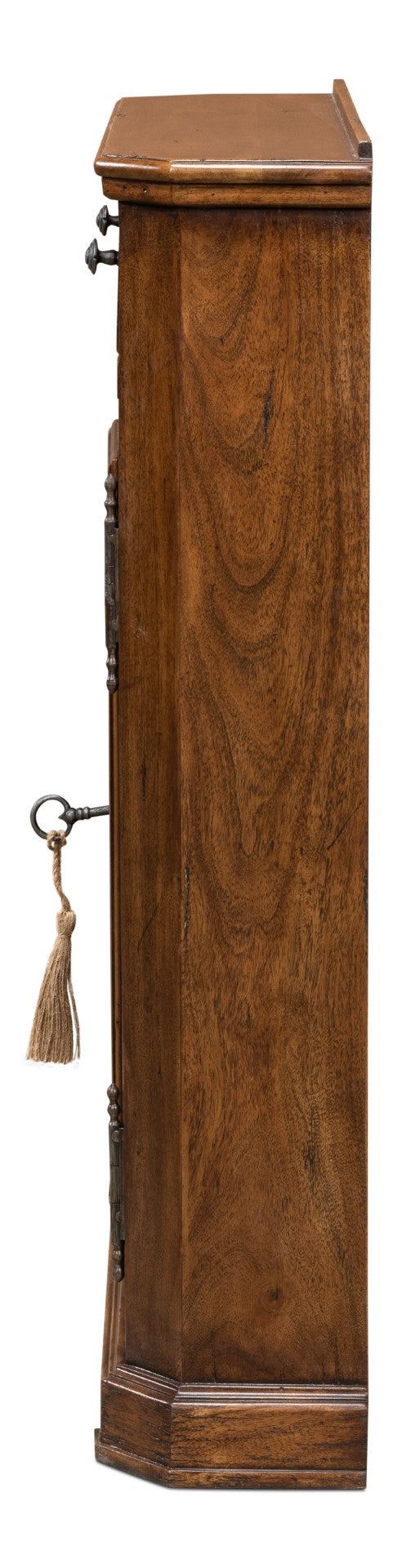 Sarreid Innsbruck Cabinet - Solid Acacia Wood With Elegant Fruitwood Finish & Iron Key Escutcheon Plate Brown  53025