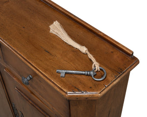 Sarreid Innsbruck Cabinet - Solid Acacia Wood With Elegant Fruitwood Finish & Iron Key Escutcheon Plate Brown  53025