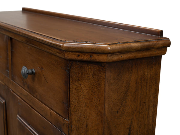 Sarreid Innsbruck Cabinet - Solid Acacia Wood With Elegant Fruitwood Finish & Iron Key Escutcheon Plate Brown  53025