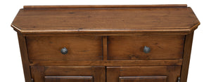Sarreid Innsbruck Cabinet - Solid Acacia Wood With Elegant Fruitwood Finish & Iron Key Escutcheon Plate Brown  53025