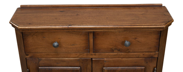Sarreid Innsbruck Cabinet - Solid Acacia Wood With Elegant Fruitwood Finish & Iron Key Escutcheon Plate Brown  53025