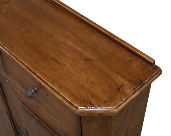 Sarreid Innsbruck Cabinet - Solid Acacia Wood With Elegant Fruitwood Finish & Iron Key Escutcheon Plate Brown  53025