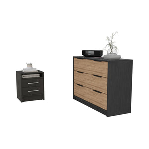 HomeRoots Two Piece Black and Gray Bedroom Set - Modern Design with Practical Storage for Stylish Spaces 530261