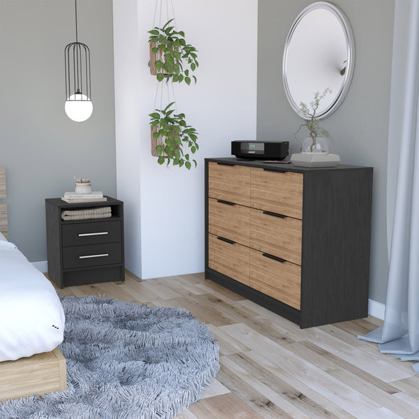 HomeRoots Two Piece Black and Gray Bedroom Set - Modern Design with Practical Storage for Stylish Spaces 530261