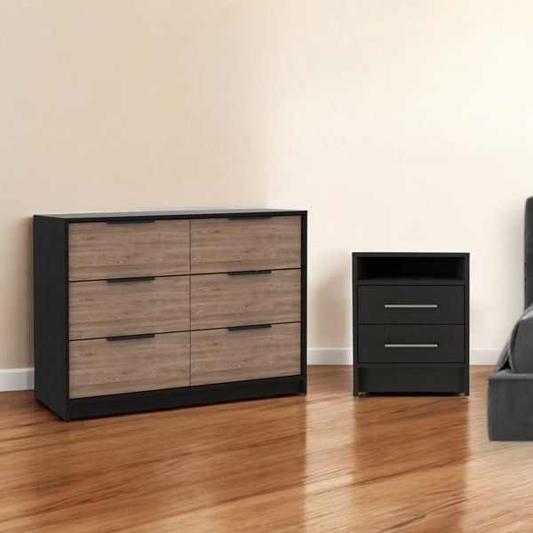 HomeRoots Two Piece Black and Gray Bedroom Set - Modern Design with Practical Storage for Stylish Spaces 530261