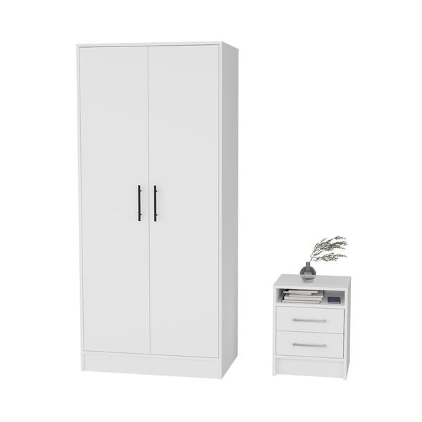 Homeroots Two Piece White Bedroom Set   530262