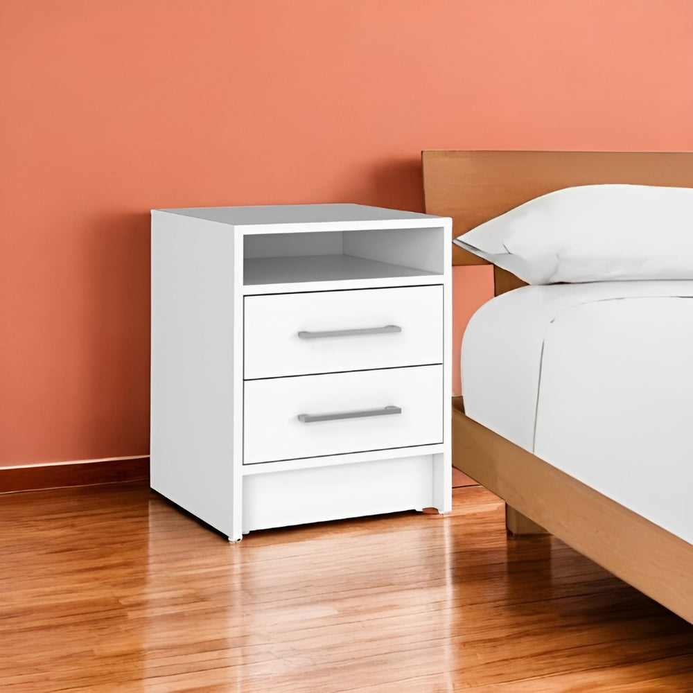 HomeRoots Two Piece White Bedroom Set - Modern Minimalist Design with Ample Storage for Chic Spaces 530262