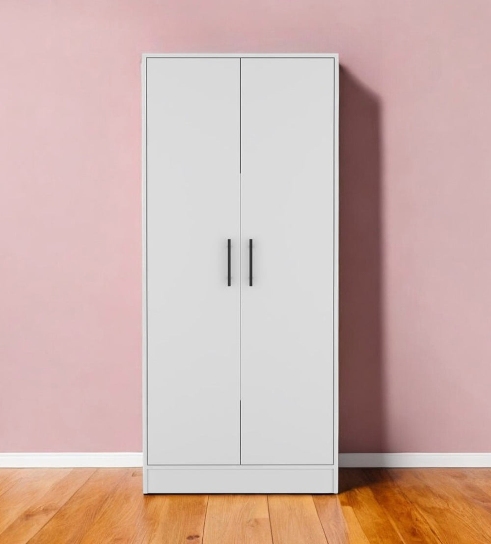 HomeRoots Two Piece White Bedroom Set – Modern Dresser & Armoire with Nightstand, Ample Storage & Style 530265