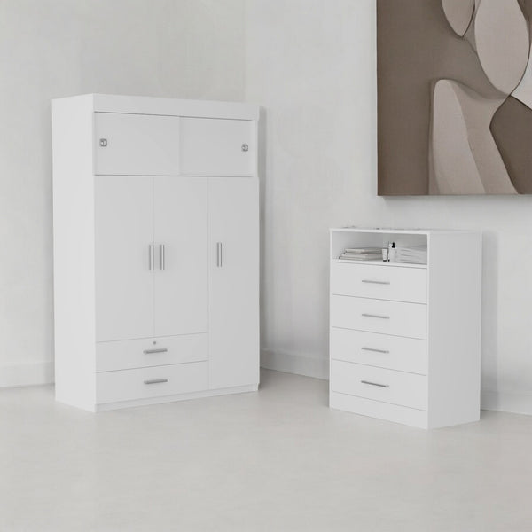 Homeroots 47" White Four Drawer Dresser  Manufactured Wood 530266