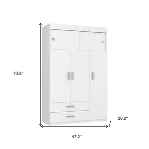HomeRoots Two Piece White and Natural Bedroom Set - Stylish Dresser & Armoire for Modern, Organized Spaces 530267