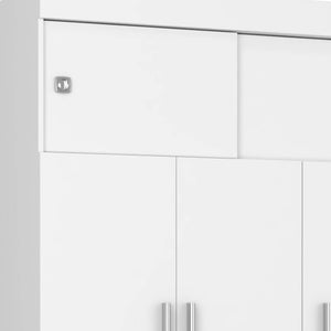 HomeRoots Two Piece White and Natural Bedroom Set - Stylish Dresser & Armoire for Modern, Organized Spaces 530267
