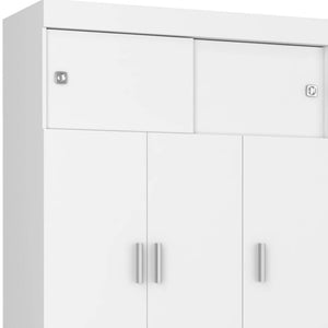 HomeRoots Two Piece White and Natural Bedroom Set - Stylish Dresser & Armoire for Modern, Organized Spaces 530267