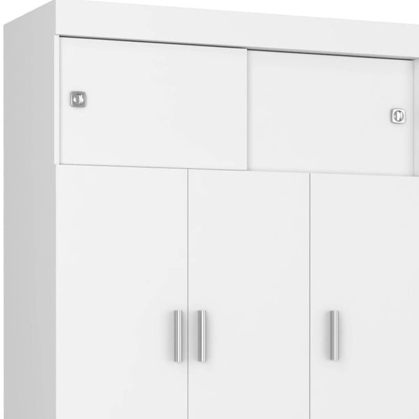 HomeRoots Two Piece White and Natural Bedroom Set - Stylish Dresser & Armoire for Modern, Organized Spaces 530267