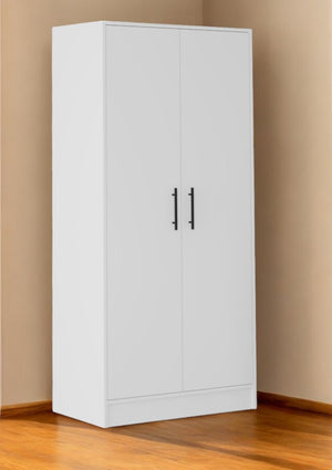 HomeRoots Two Piece White Bedroom Set - Modern Design with Ample Storage, Sleek Finish & Stylish Accents 530269