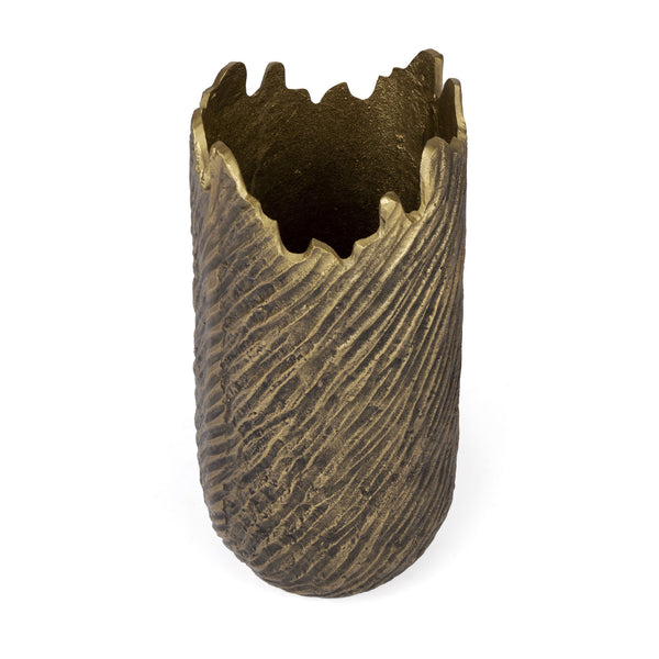 Homeroots 17" Gold Abstract Aluminum Table Vase  Aluminum 530277