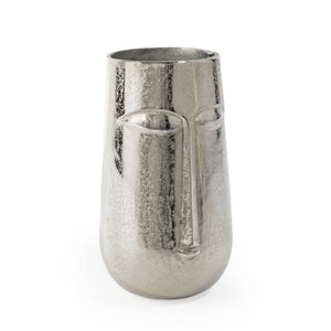 Homeroots 11" Silver Aluminum Faces Cylinder Table Vase - Modern Elegance For Home Decor And Flower Arrangements  Aluminum 530278