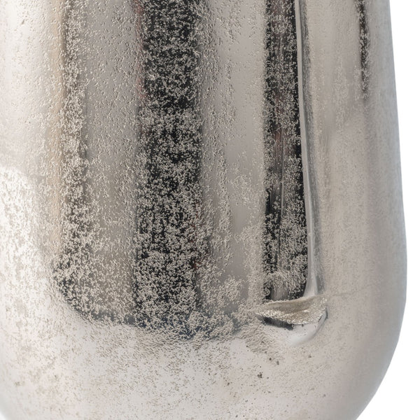 Homeroots 11" Silver Aluminum Faces Cylinder Table Vase - Modern Elegance For Home Decor And Flower Arrangements  Aluminum 530278