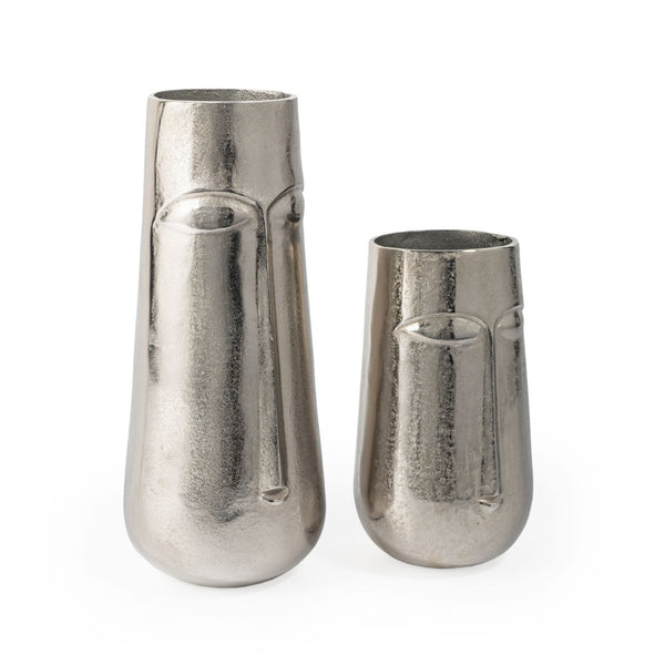 Homeroots 11" Silver Aluminum Faces Cylinder Table Vase - Modern Elegance For Home Decor And Flower Arrangements  Aluminum 530278