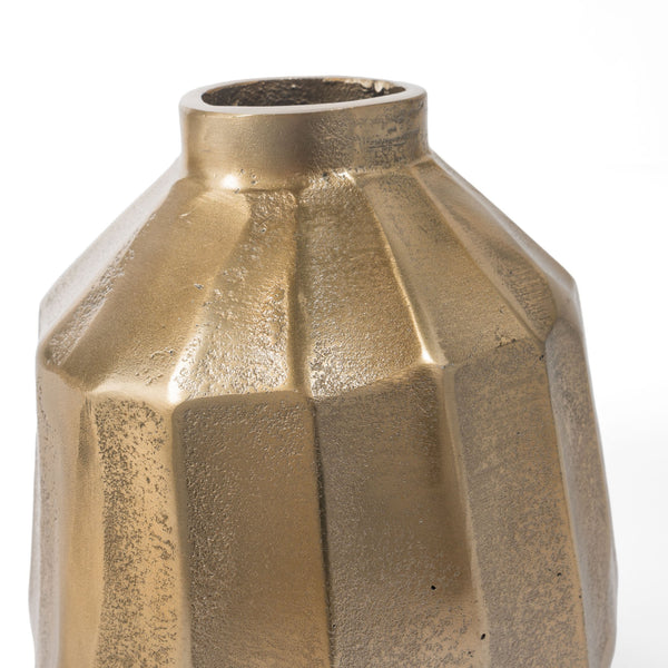 Homeroots 10" Gold Geometric Organic Stripe Round Aluminum Table Vase - Modern Decor For Stunning Centerpieces  Aluminum 530281