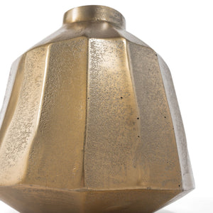 Homeroots 10" Gold Geometric Organic Stripe Round Aluminum Table Vase - Modern Decor For Stunning Centerpieces  Aluminum 530281