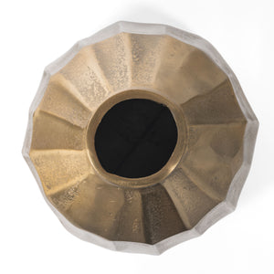 Homeroots 10" Gold Geometric Organic Stripe Round Aluminum Table Vase - Modern Decor For Stunning Centerpieces  Aluminum 530281