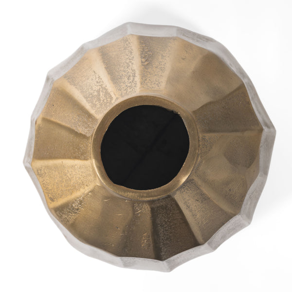 Homeroots 10" Gold Geometric Organic Stripe Round Aluminum Table Vase - Modern Decor For Stunning Centerpieces  Aluminum 530281