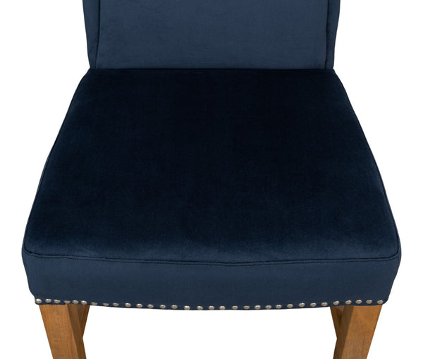 Sarreid High Back Dining Chair Set Of 2 - Luxurious Navy Blue Velvet Upholstery For Elegant Dining Spaces Blue  53028