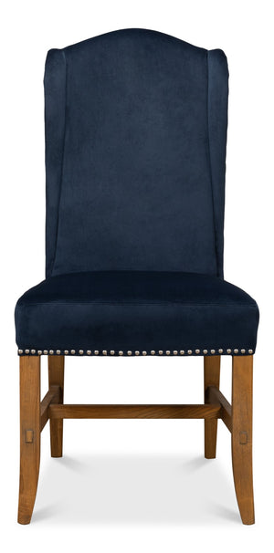 Sarreid High Back Dining Chair Set Of 2 - Luxurious Navy Blue Velvet Upholstery For Elegant Dining Spaces Blue  53028