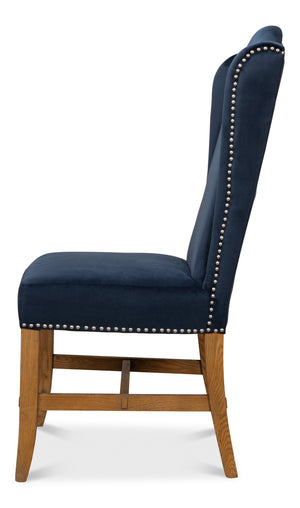 Sarreid High Back Dining Chair Set Of 2 - Luxurious Navy Blue Velvet Upholstery For Elegant Dining Spaces Blue  53028