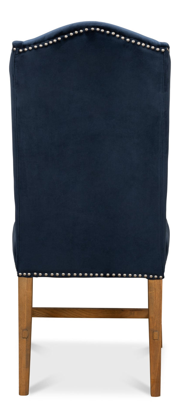 Sarreid High Back Dining Chair Set Of 2 - Luxurious Navy Blue Velvet Upholstery For Elegant Dining Spaces Blue  53028