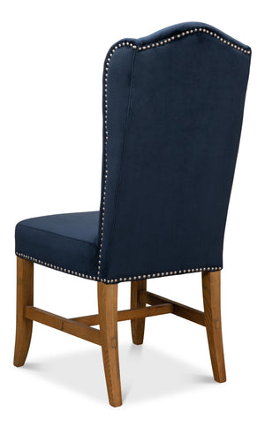 Sarreid High Back Dining Chair Set Of 2 - Luxurious Navy Blue Velvet Upholstery For Elegant Dining Spaces Blue  53028