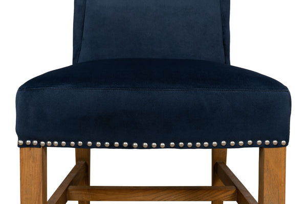 Sarreid High Back Dining Chair Set Of 2 - Luxurious Navy Blue Velvet Upholstery For Elegant Dining Spaces Blue  53028