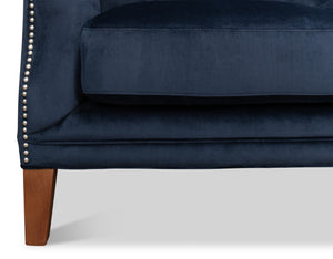 Sarreid Charlotte Loveseat - Elegant Navy Blue Velvet Tufted Design With 2 Cushions For Ultimate Comfort Blue  53035