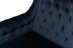 Sarreid Charlotte Loveseat - Elegant Navy Blue Velvet Tufted Design With 2 Cushions For Ultimate Comfort Blue  53035