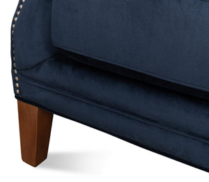 Sarreid Charlotte Loveseat - Elegant Navy Blue Velvet Tufted Design With 2 Cushions For Ultimate Comfort Blue  53035