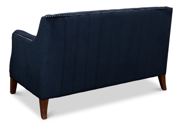 Sarreid Charlotte Loveseat - Elegant Navy Blue Velvet Tufted Design With 2 Cushions For Ultimate Comfort Blue  53035