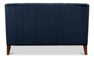 Sarreid Charlotte Loveseat - Elegant Navy Blue Velvet Tufted Design With 2 Cushions For Ultimate Comfort Blue  53035