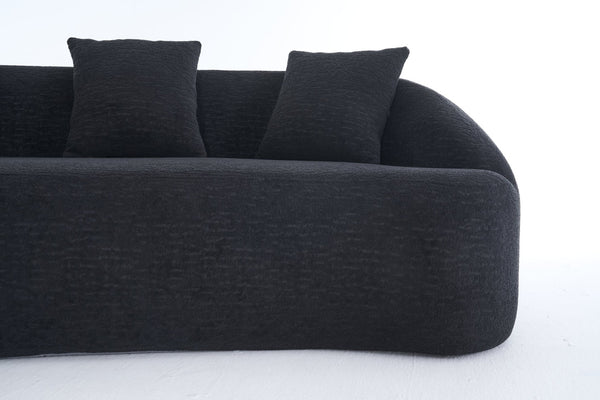 English Elm Compression Foam Curved Sectional Chenille Sleeper Sofa for Modern Living Rooms W2231S00051