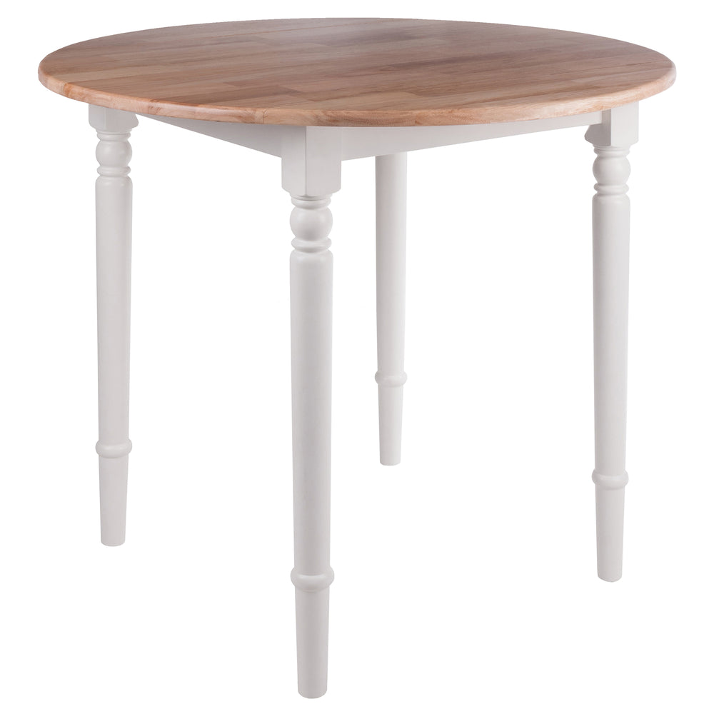 Winsome Wood Sorella Elegant Round Double Drop Leaf Dining Table - Versatile Space-saving Design In Wood Finish Natural ,White Solid Wood 53036-winsome-wood