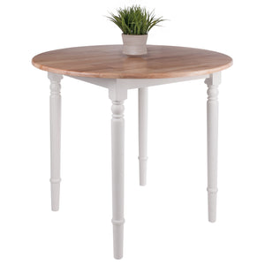 Winsome Wood Sorella Elegant Round Double Drop Leaf Dining Table - Versatile Space-saving Design In Wood Finish Natural ,White Solid Wood 53036-winsome-wood