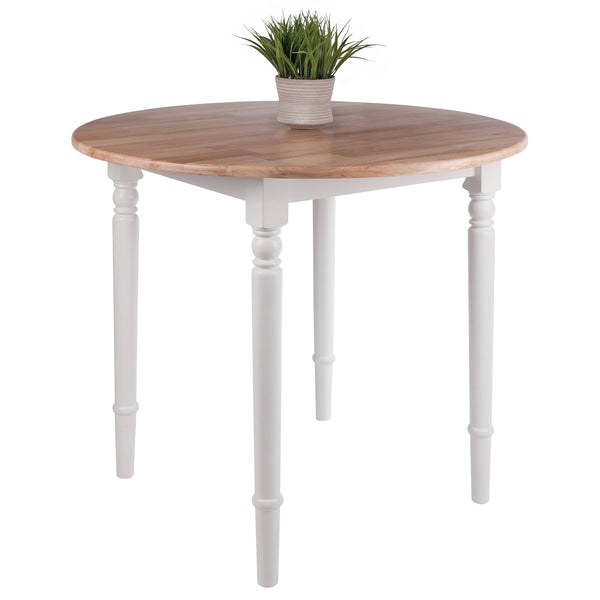 Winsome Wood Sorella Elegant Round Double Drop Leaf Dining Table - Versatile Space-saving Design In Wood Finish Natural ,White Solid Wood 53036-winsome-wood