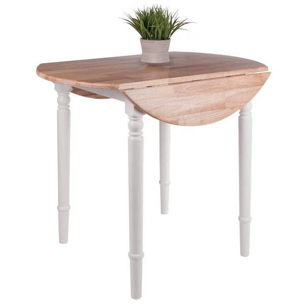 Winsome Wood Sorella Elegant Round Double Drop Leaf Dining Table - Versatile Space-saving Design In Wood Finish Natural ,White Solid Wood 53036-winsome-wood