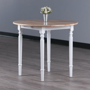 Winsome Wood Sorella Elegant Round Double Drop Leaf Dining Table - Versatile Space-saving Design In Wood Finish Natural ,White Solid Wood 53036-winsome-wood