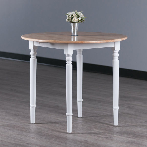 Winsome Wood Sorella Elegant Round Double Drop Leaf Dining Table - Versatile Space-saving Design In Wood Finish Natural ,White Solid Wood 53036-winsome-wood