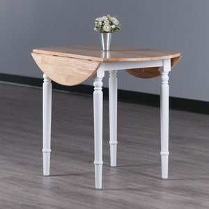 Winsome Wood Sorella Elegant Round Double Drop Leaf Dining Table - Versatile Space-saving Design In Wood Finish Natural ,White Solid Wood 53036-winsome-wood