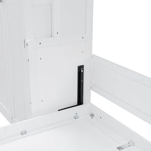 English Elm Queen Murphy Wall Bed Cabinet System with Wardrobe Drawers and Shelving in White Mdf LP000384AAK-1