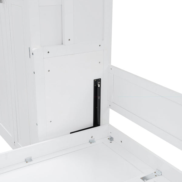 English Elm Queen Murphy Wall Bed Cabinet System with Wardrobe Drawers and Shelving in White Mdf LP000384AAK-1